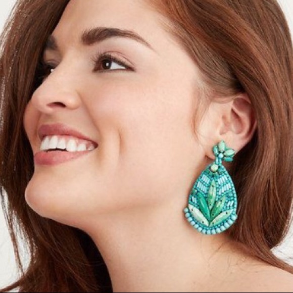 Stella & Dot | Hand-beaded SeaGreen+Turquoise Persephonie Statement Earr… - Picture 5 of 8